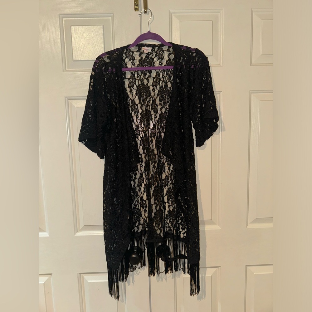 Black Lace Fringe Kimono